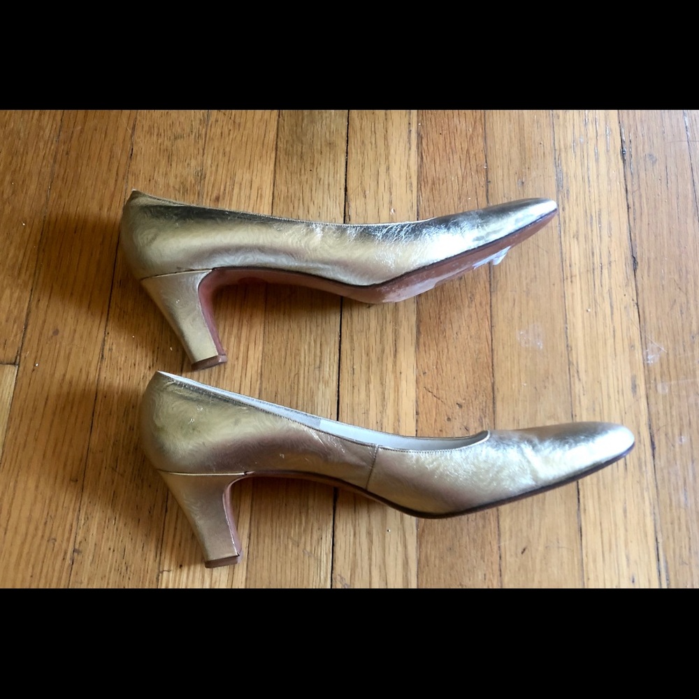 50s/60s Vintage Palter Debs Gold Heels - Picture 2 of 11